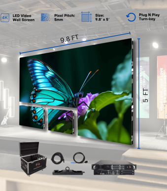 Indoor LED Video Wall Screen 9.8′ x 5′ P3.91mm Turn-key
