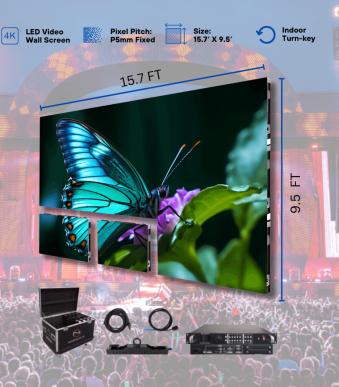 LED Outdoor LED Video Wall 15.7′ X 9.5′ P5mm Iron FixedWall Outdoor 12.6′ x 6.3′ P5mm Turn-key